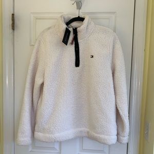Tommy Hilfiger NWT white Sherpa quarter-zip pullover
